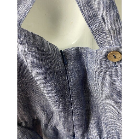 Rachel Zoe Linen Jumper Womens 8 blue Scoop Neck Baggy Leg Cropped Lagenlook - Picture 5 of 14